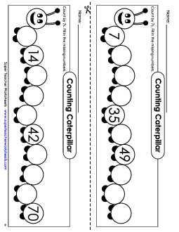 Caterpillar - Count By 7s Counting Worksheet