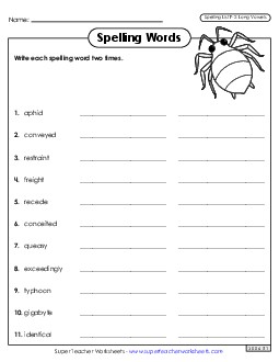 Write Words Twice (F-2)  Free Spelling F Worksheet