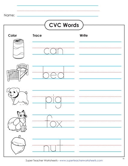 New Trace & Write: CVC Words Worksheet New Trace & Write: CVC Words Worksheet
