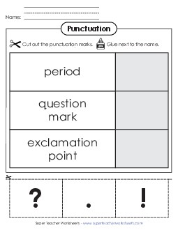 New End Punctuation Cut & Paste Worksheet