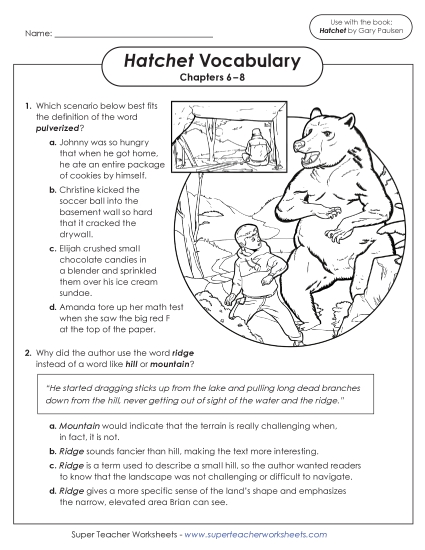 New Vocabulary Questions (Chapters 6–8) Worksheet