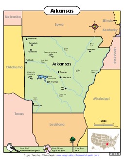 Map of Arkansas State Maps Worksheet