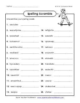 Word Scramble (D-16) Spelling D Worksheet