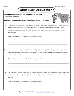 Inference: What Is My Job? Worksheet