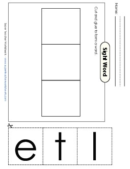 Large Cut-and-Glue: Let Sight Words Individual Worksheet