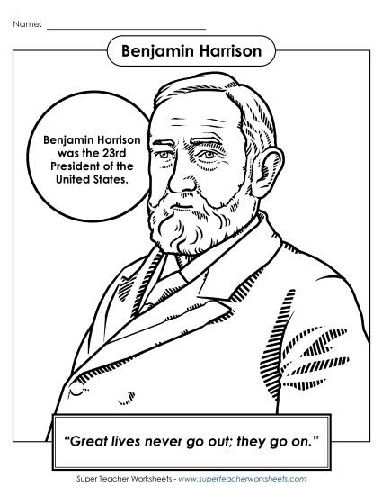aPresident #23: Benjamin Harrison<br>Coloring Page