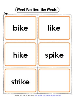 Flashcards (-ike) Word Families Worksheet