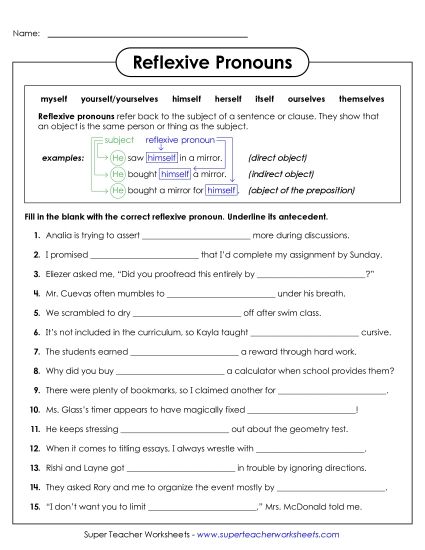 aReflexive Pronouns (Advanced)