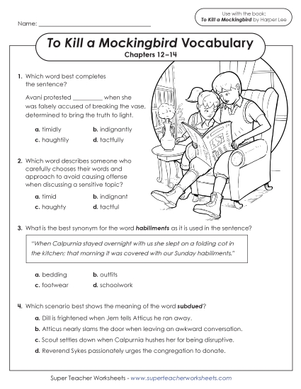 New Vocabulary Questions for Chapters 12–14 Worksheet