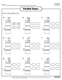 2-Digit Partial Sums Addition Worksheet