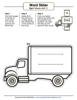 Word Slider (Unit 11) Sight Words Worksheet