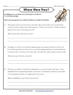 Inference: Where were they? Worksheet