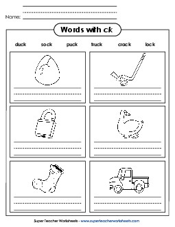 Writing Words with CK Phonics Digraphs Worksheet