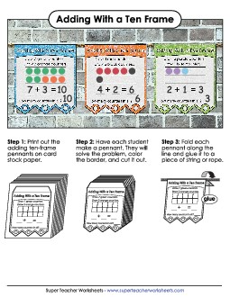 Ten-Frames - Pennant Ten Frames Worksheet