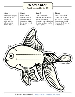 Word Slider (B-21) Spelling B Worksheet