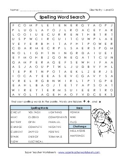 Word Search  Spelling D Worksheet