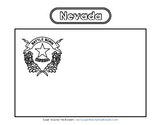 Nevada Flag Coloring Page States Individual Worksheet