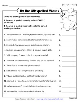 Correct or Incorrect? (Easter) Spelling F Worksheet