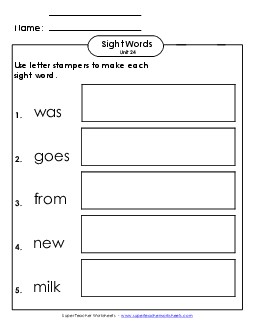 Letter Stampers (Unit 24)  Sight Words Worksheet