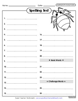 Spelling Test (F-2) Free Spelling F Worksheet