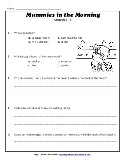 Questions for Chapters 5-6 Book Mummies In The Morning Worksheet