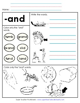 Worksheet 2 (-and Words) Word Families Worksheet