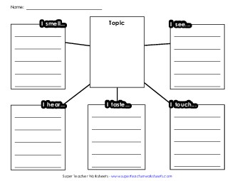 Five Senses Web #1 Worksheet