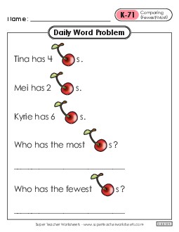 Daily Word Problems  K-71 through K-75 Worksheet