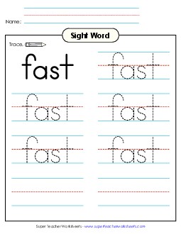 Trace the Word: Fast Sight Words Individual Worksheet