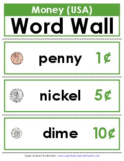 Money Word Wall 1st Grade Social Studies Worksheet