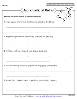 Alphabetical Order Worksheet (F-11) Spelling F Worksheet