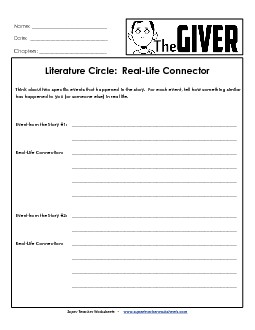 Real-Life Connector Book The Giver Worksheet