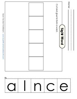 Large Cut-and-Glue: Clean Sight Words Individual Worksheet