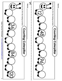 Caterpillar - Count By 12s Counting Worksheet