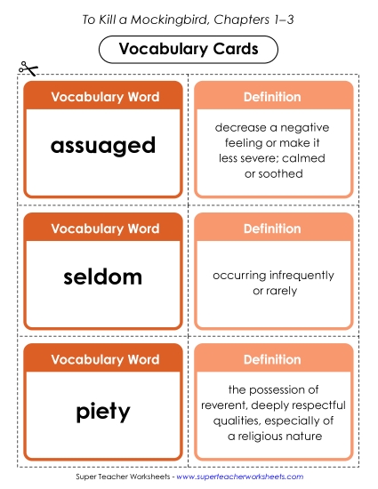 New Vocabulary Cards: Chapters 1–3 Worksheet