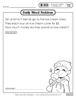 Daily Word Problems  B-111 through B-115 Worksheet