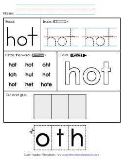 Worksheet 2: Hot Sight Words Individual Worksheet