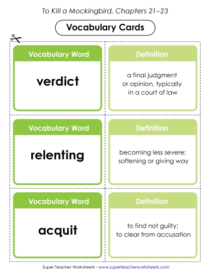 New Vocabulary Cards for Chapters 21–23 Worksheet New Vocabulary Cards for Chapters 21–23 Worksheet