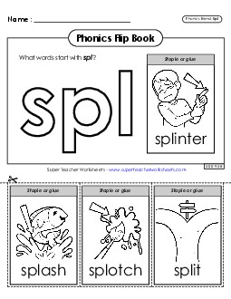 Phonics Flip Book (Spl-) Phonics Blends Worksheet