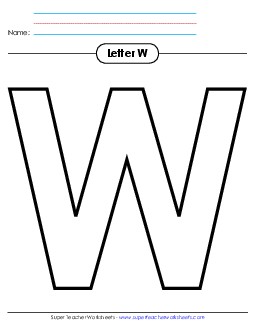 Outline - Uppercase W Alphabet Worksheet