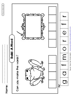 Build-a-Word: Frog and Frame Phonics Blends Worksheet