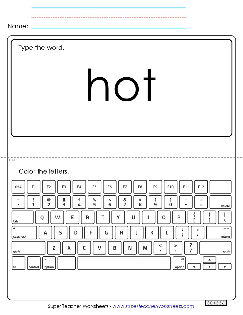 Type the Word: Hot Sight Words Individual Worksheet