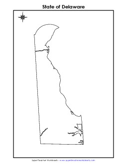 Blank Delaware Map (No Bordering States) State Maps Worksheet