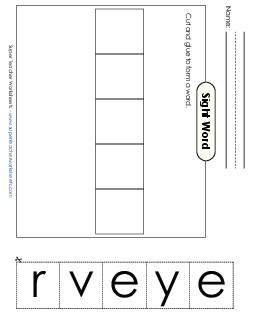 Large Cut-and-Glue: Every Sight Words Individual Worksheet