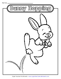 Coloring Page: Hopping Easter Bunny Worksheet