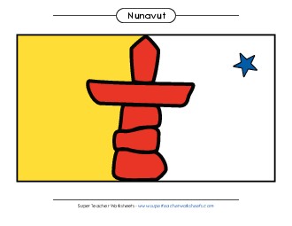 Nunavut Flag (Full Colour) Canada Worksheet