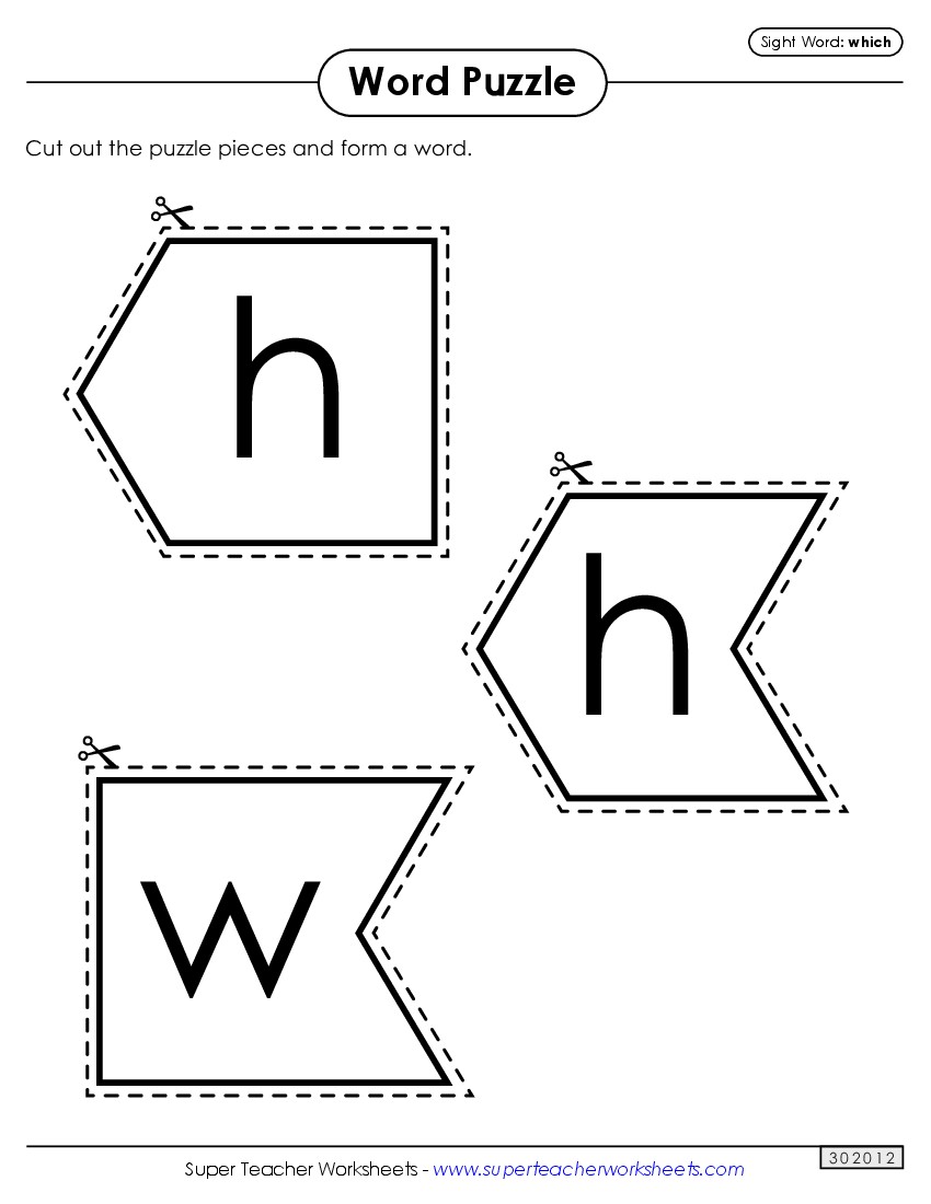 Word Puzzle: Which Sight Words Individual Worksheet