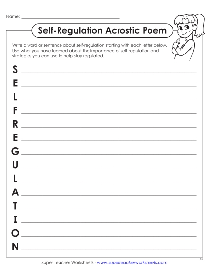 New Self-Regulation Acrostic Poem Worksheet New Self-Regulation Acrostic Poem Worksheet