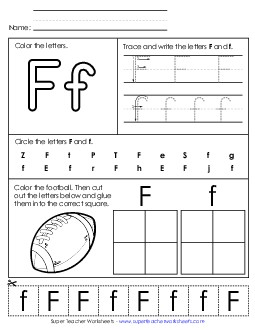 Letter F - Mixed Skills (Basic) Alphabet Worksheet