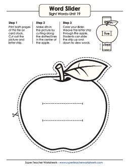 Word Slider (Unit 19) Sight Words Worksheet